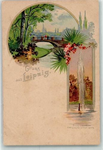 Leipzig Gruss Brücke Blumen Springbrunnen