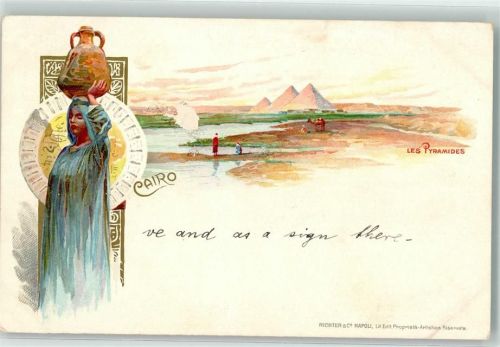Kairo Tracht Pyramiden Lithographie