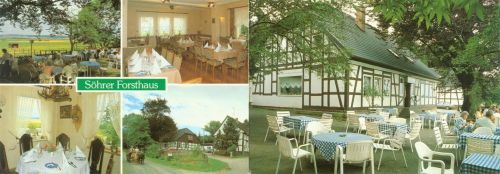 Söhre Gasthaus Söhrer Forsthaus Innen-und Aussenansicht Klappkarte