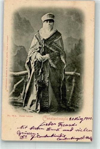 Konstantinopel 1901 Volkstyp Tracht Schirm Frau