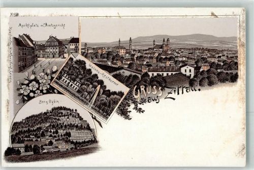 Zittau Marktplatz Amtsgericht Berg oybin Weinau Restaurant Gasthaus Kirche Springbrunnen Blumen Gruss Vorläufer