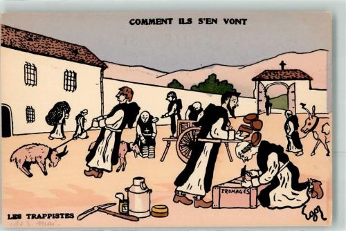 Comment ils s en vont Les Trappistes Ziege Mönch Käse Tor Kreuz sign. Egoz ?