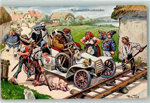 Humor Automobilisten Schwein AK