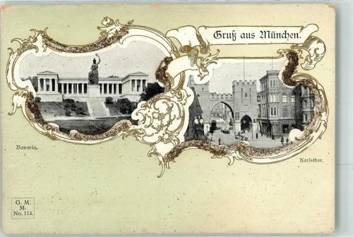 München mit Glimmer - Glitzerauflage Karlstor Bavaria G. M. M. Nr 114
