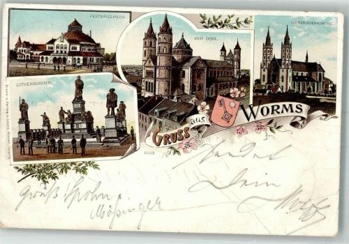 Worms 1898 Dom Lutherdenkmal Liebfrauenkirche Festspielhaus