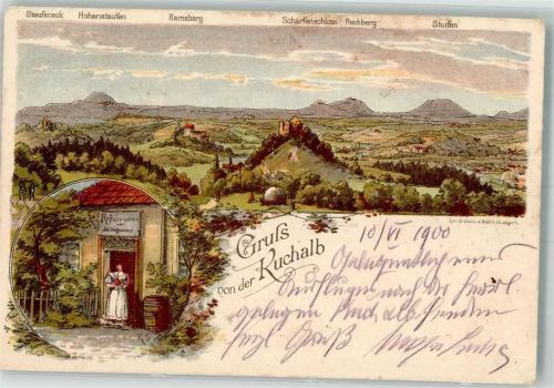 Donzdorf 1900 Lithographie Gasthaus Kuchalb