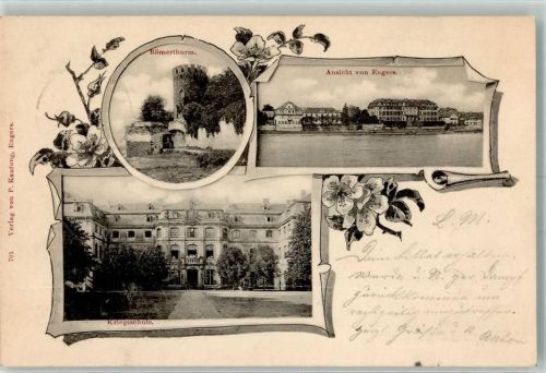 Bendorf 1898 Kriegsschule Römerturm Rhein Ort lt. Stempel