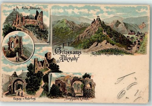 Altenahr 1902 Ruine Altenahr Burgkapelle Eingang und Niederburg