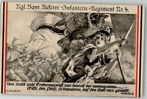 1915 Infanterie Regt. Nr. 4 Spruch von Kaiser Wilhelm II Germania