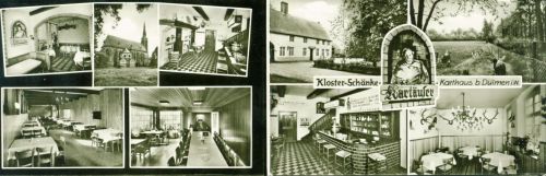 48249 W4408 Dülmen KEINE AK Kartäuser Klosterschenke Innen-und Aussenansicht Klappkarte