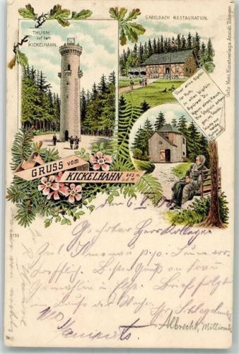 Ilmenau 1900 Turm a. d. Kickelhahn Gasthaus Gabelbach