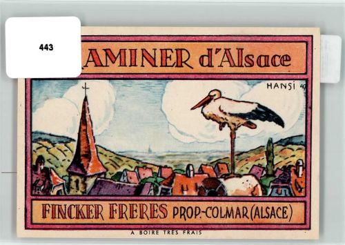 Colmar Weinetikett Finckers Freres Storch