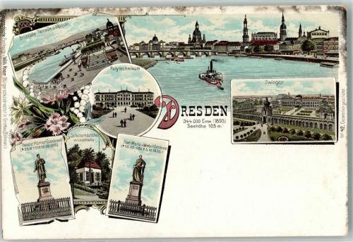 Dresden Brühl`sche Terrasse u. Elbquai Polytechnikum Zwinger Schillerhaus in Loschwitz