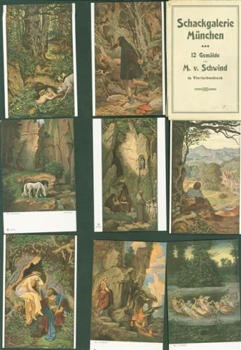München Lot mit 12 AK Serie Schackgalerie München Originalumschlag