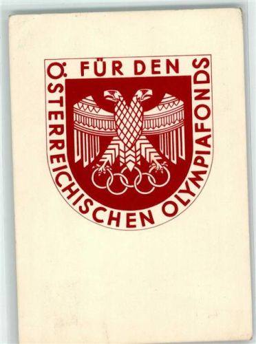 1936 Wappen mit Doppeladler und der Inschrift Für den österreichischen Olympiafond