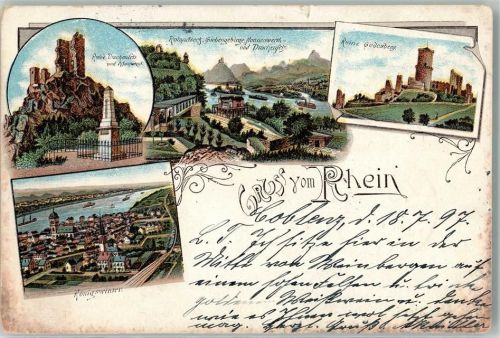 Königswinter 1897 Ruine Drachenfels Rolandseck Nonnwerth Ruine Godesberg