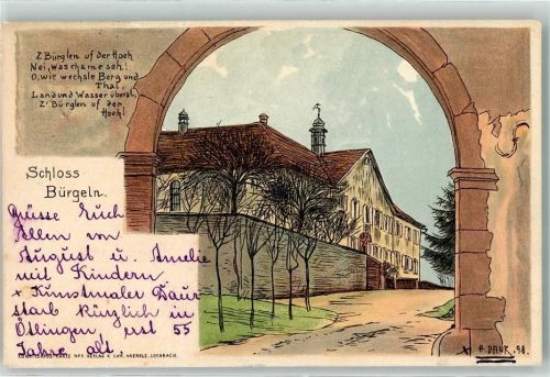 Bürgeln Schloß Bürgeln sign. H. Daur Gedicht