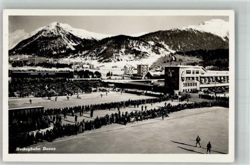 Davos Platz Wettkampf Eishockey 1941 Foto AK