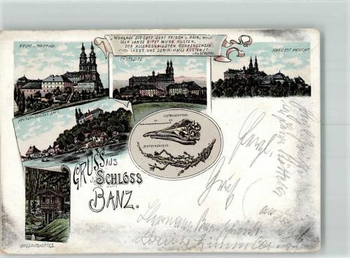 Banz 1900 Schloss Kirche Pfarrhof Deyssingshütte Skelett Dinosaurier Ichtyosaurus Mistryosaurus