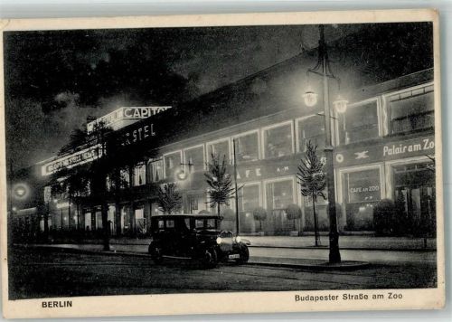 Tiergarten Budapester Straße am Zoo bei Nacht Oldtimer