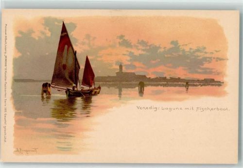 Venezia 1899 Serie Venedig 1011 Lagune mit Fischerboot sign. Alberto Prosdocimi AK