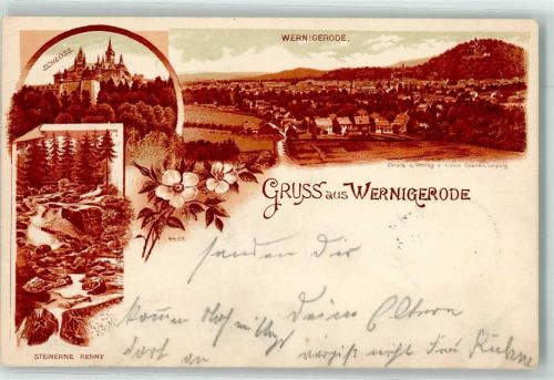 Wernigerode 1900 Steinerne Renne Schloß Wernigerode Bahnpost Zug 957
