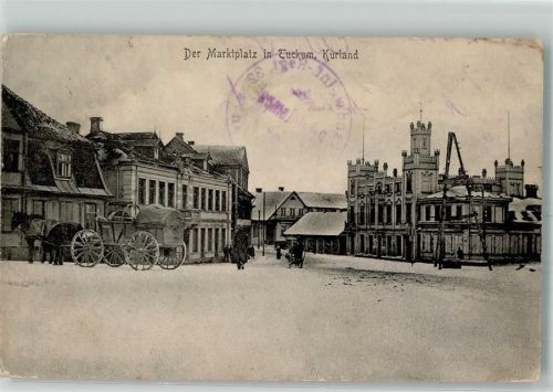 Tuckum 1915 Marktplatz Feldpost WK I Eisenb.Bau-Comp. 23