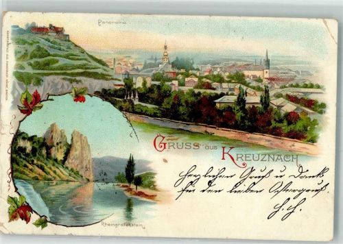 Bad Kreuznach 1898 Lithographie Rheingrafenstein