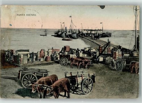 Punta Arenas 1913 Hafen Ochsenkarren