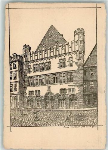 Frankfurt 1905 sign. Franz von Horen Künstlerkarte Ort handschriftlich