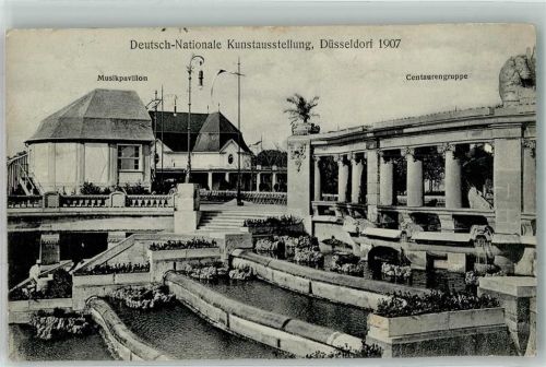 Düsseldorf 1907 Deutsch Nationale Kunstausstellung Musikpavillon Centaurengruppe