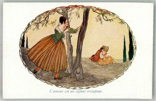 L`amour est un enfant trompeur Eifersucht Poesie / Liebe Cramer, M. (Rie) Künstlerkarte