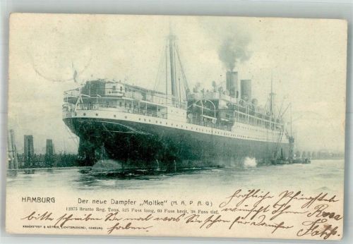 Hamburg 1902 D. Moltke Hapag Dampfpinasse Knackstedt & Näther