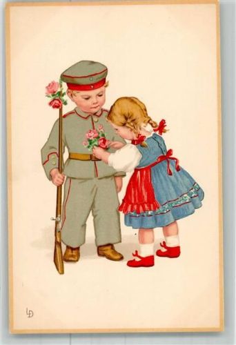Kind in Uniform Rekrut Meissner u. Buch Serie 2238 Propaganda WK I
