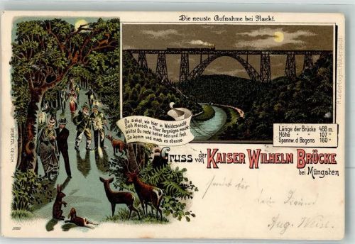 Müngsten 1899 Kaiser Wilhelm Brücke bei Nacht