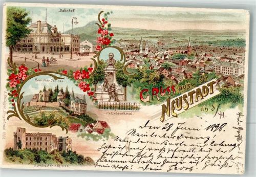 Neustadt 1898 Bahnhof Haardter Schloss Hetzel Denkmal Hambacher Schloss