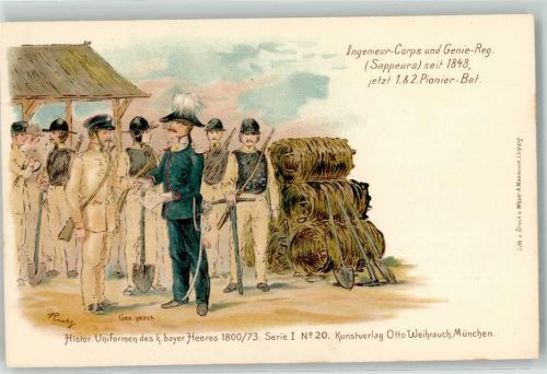 1900 Histor. Uniformen des bayer. Heeres 1800/73 Serie I Nr. 20 Verlag Weihrauch AK
