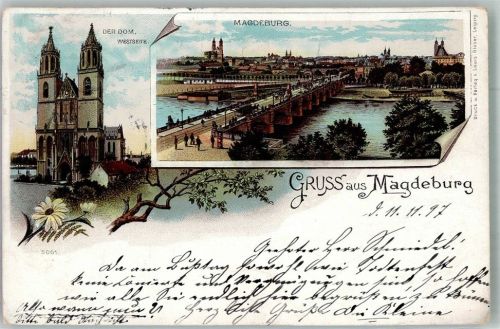 Magdeburg 1897 Dom St. Mauritius mit Kaiser-Wilhelm-Brücke Verlag Louis Glaser 5061