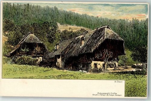 Schwarzwald Grüße Schwarzwaldhaus AK Daur, H. 1898 Lithographie / Künstlerkarte