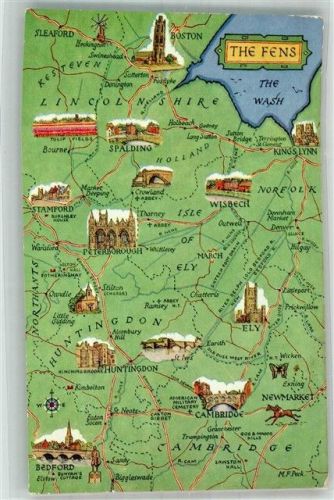 Cambridge 1977 Landkarte The Fens Asthma Research Council 1927-1977