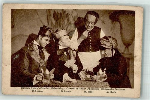 München Retsch Münchner Meistersänger Quartett Kartenspiel in einer Szene, Lichtdruck