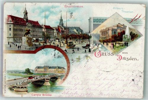 Dresden 1897 Hauptstraße Albert-Theater Carolabrücke