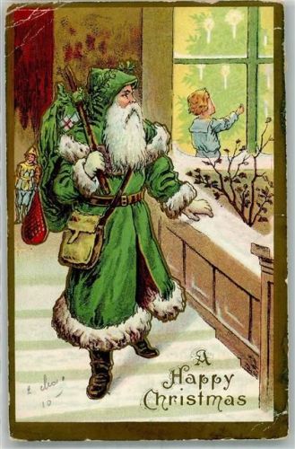 1912 Prägedruck Happy Christmas Lithographie