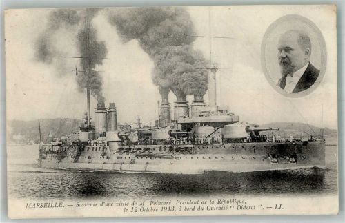 Marseille 1913 Une visite President M. Poincare a bord du cuirasse Diderot