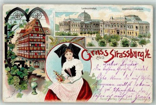 Strasbourg 1903 Tracht Landesbibliothek Landesausschuss-Gebäude