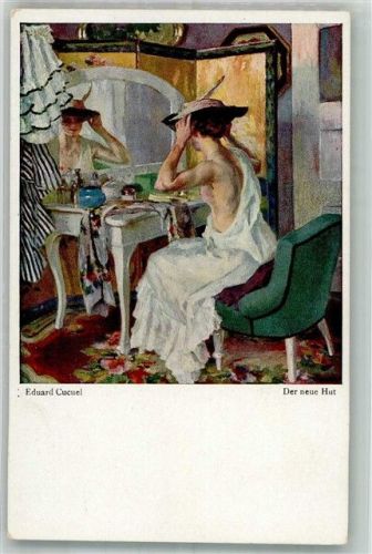 Der neue Hut Erotik vor dem Spiegel Palette Karte Nr. 125 Verlag Hans Kohler