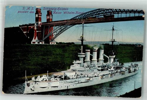 1911 S.M.S. Schleswig-Holstein passiert den Kaiser Wilhelm Kanal