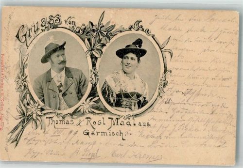 Garmisch 1899 Thomas u. Rosl Madlaus Tracht
