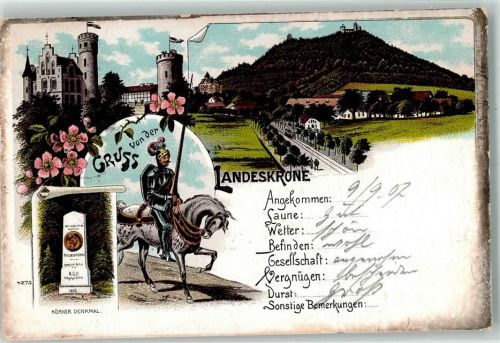 Görlitz 1907 Landeskrone Körner Denkmal Ritter Pferd Rüstung