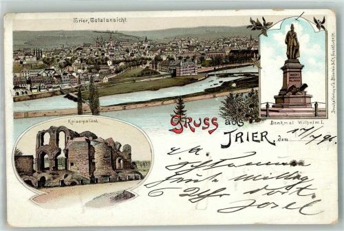 Trier 1898 Panorama der Stadt Denkmal Wilhelm I Kaiserpalast